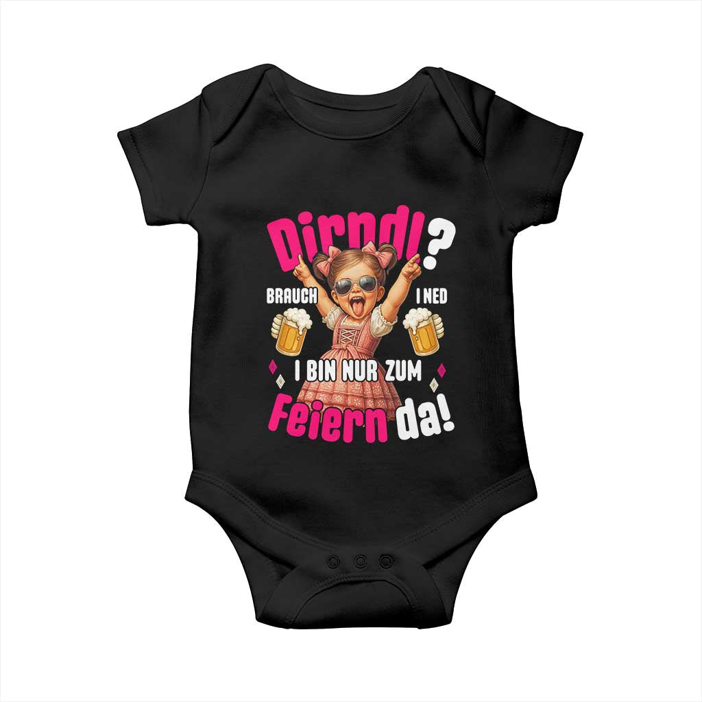 Funny Cute Girl Oktoberfest Baby Onesie Dirndle I Bin Nur Zum Feiern Da Party TS02 Black Print Your Wear