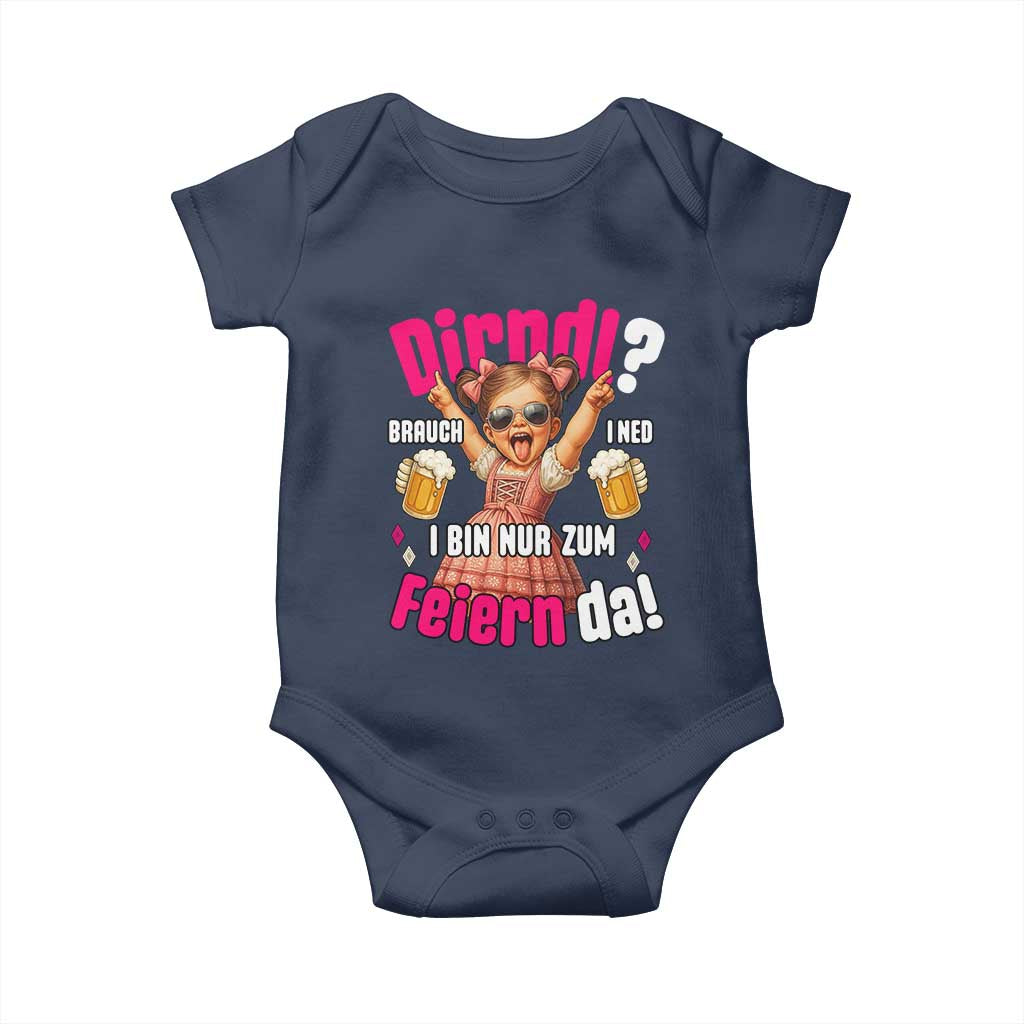 Funny Cute Girl Oktoberfest Baby Onesie Dirndle I Bin Nur Zum Feiern Da Party TS02 Navy Print Your Wear