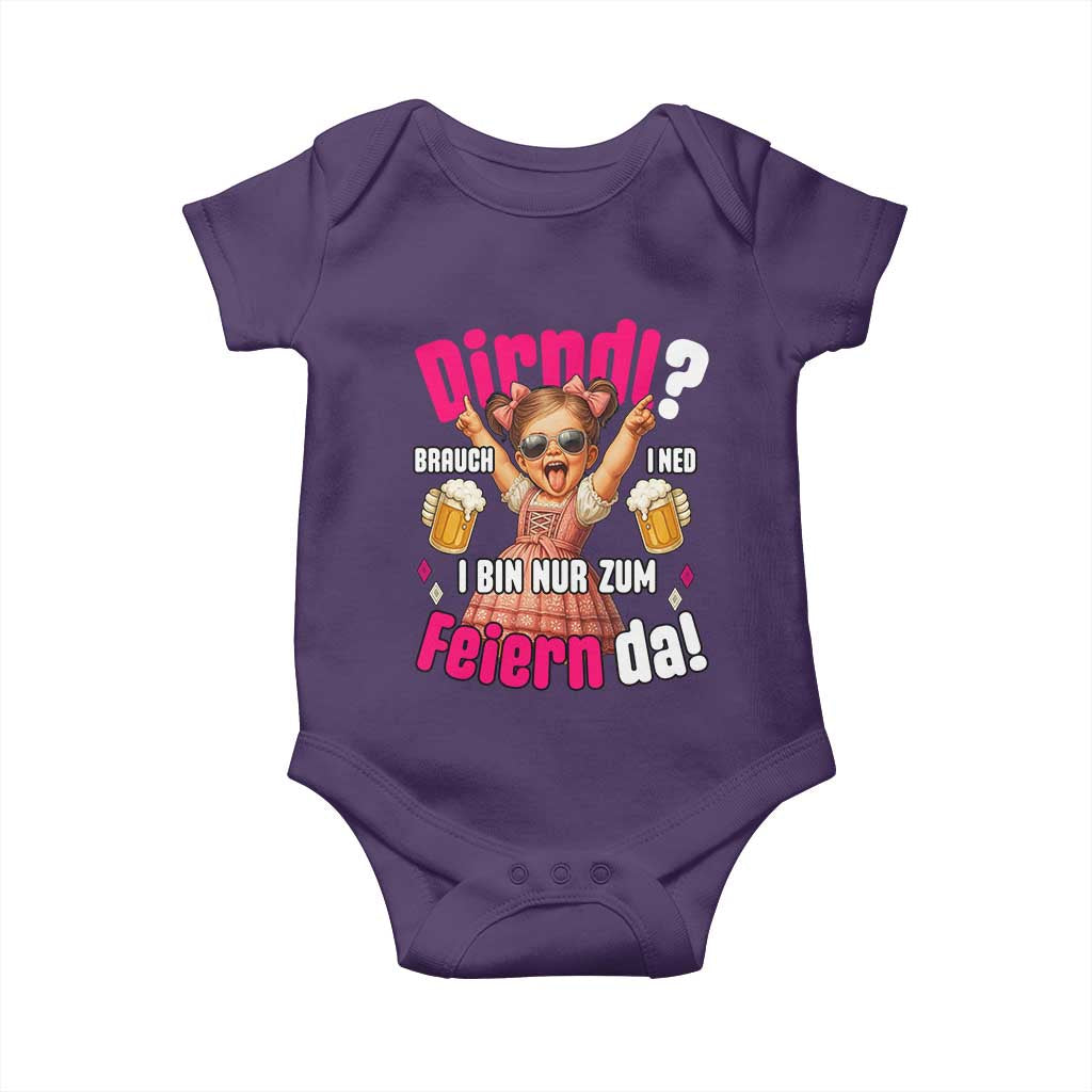 Funny Cute Girl Oktoberfest Baby Onesie Dirndle I Bin Nur Zum Feiern Da Party TS02 Purple Print Your Wear