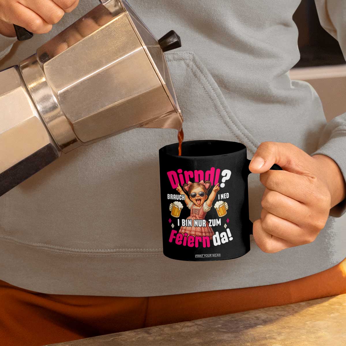 Funny Cute Girl Oktoberfest Coffee Mug Dirndle I Bin Nur Zum Feiern Da Party TS02 Print Your Wear