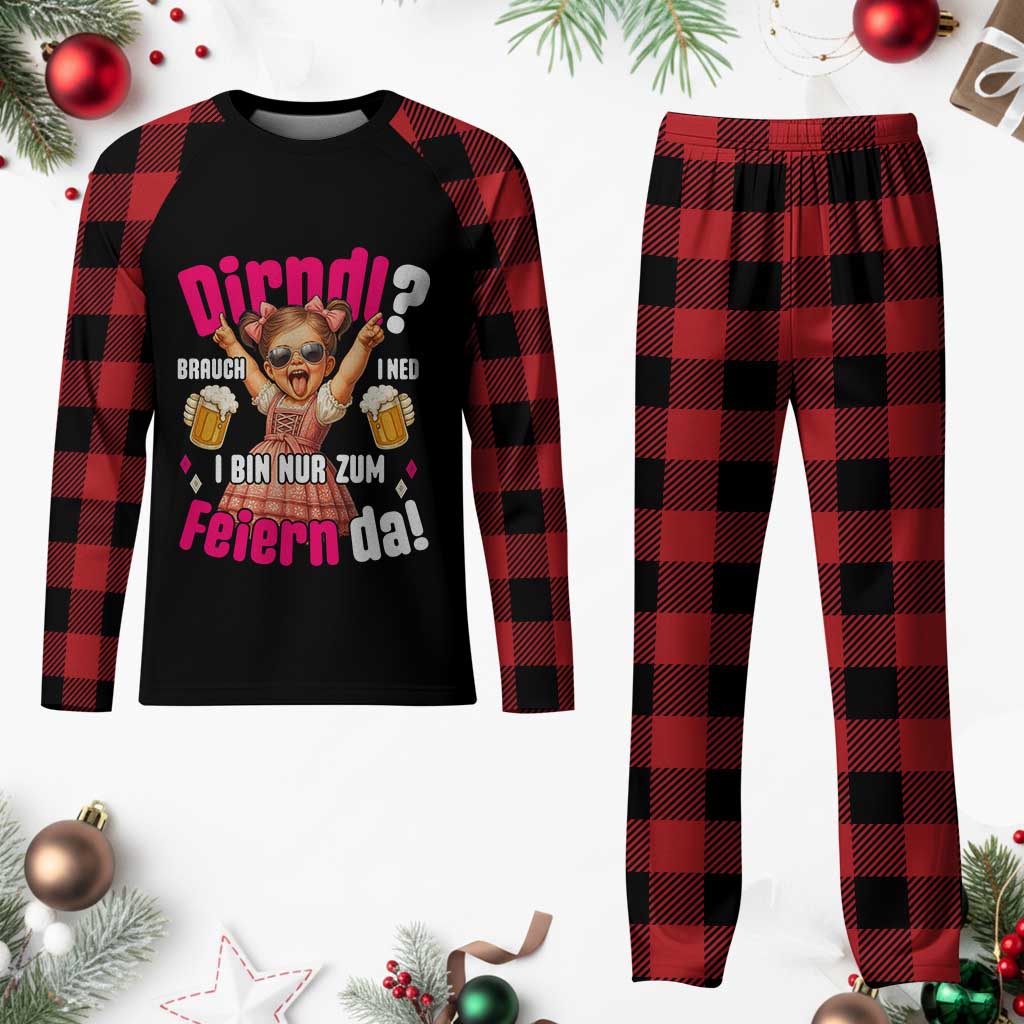 Funny Cute Girl Oktoberfest Plaid Pajama Set Dirndle I Bin Nur Zum Feiern Da Party TS02 Buffalo Plaid Print Your Wear