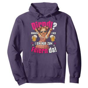 Funny Cute Girl Oktoberfest Hoodie Dirndle I Bin Nur Zum Feiern Da Party TS02 Purple Print Your Wear