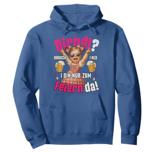 Funny Cute Girl Oktoberfest Hoodie Dirndle I Bin Nur Zum Feiern Da Party TS02 Royal Blue Print Your Wear