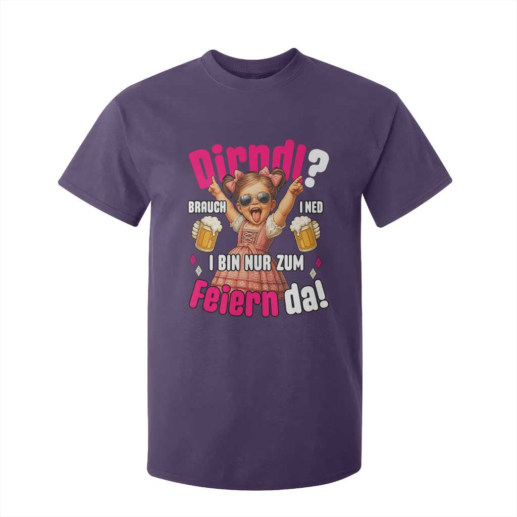 Funny Cute Girl Oktoberfest T Shirt For Kid Dirndle I Bin Nur Zum Feiern Da Party TS02 Purple Print Your Wear