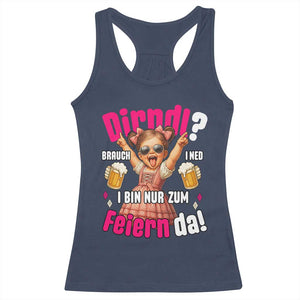 Funny Cute Girl Oktoberfest Racerback Tank Top Dirndle I Bin Nur Zum Feiern Da Party TS02 Navy Print Your Wear