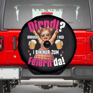 Funny Cute Girl Oktoberfest Spare Tire Cover Dirndle I Bin Nur Zum Feiern Da Party TS02 Black Print Your Wear