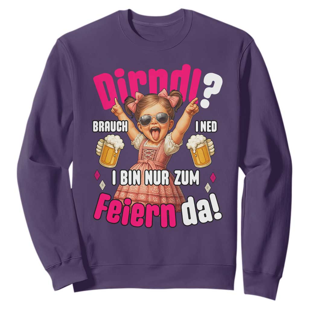 Funny Cute Girl Oktoberfest Sweatshirt Dirndle I Bin Nur Zum Feiern Da Party TS02 Purple Print Your Wear