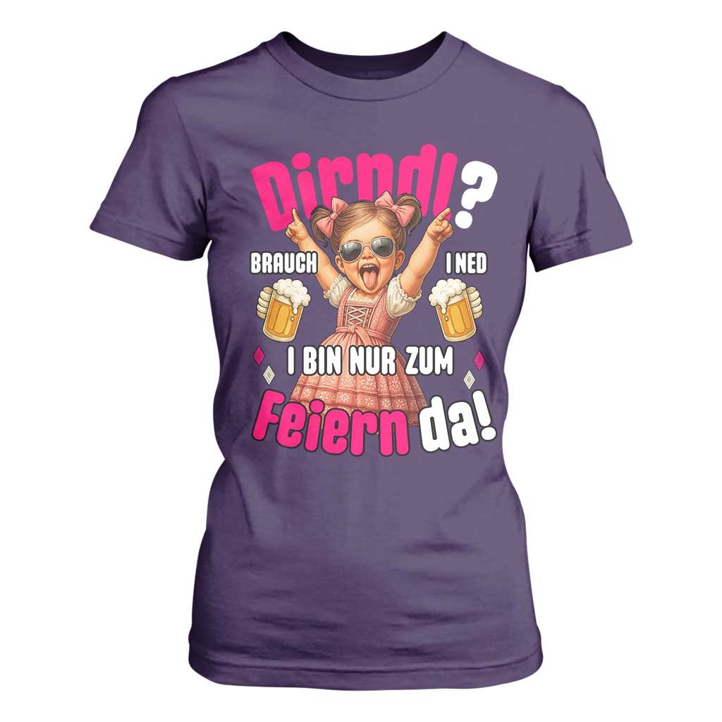 Funny Cute Girl Oktoberfest T Shirt For Women Dirndle I Bin Nur Zum Feiern Da Party TS02 Purple Print Your Wear