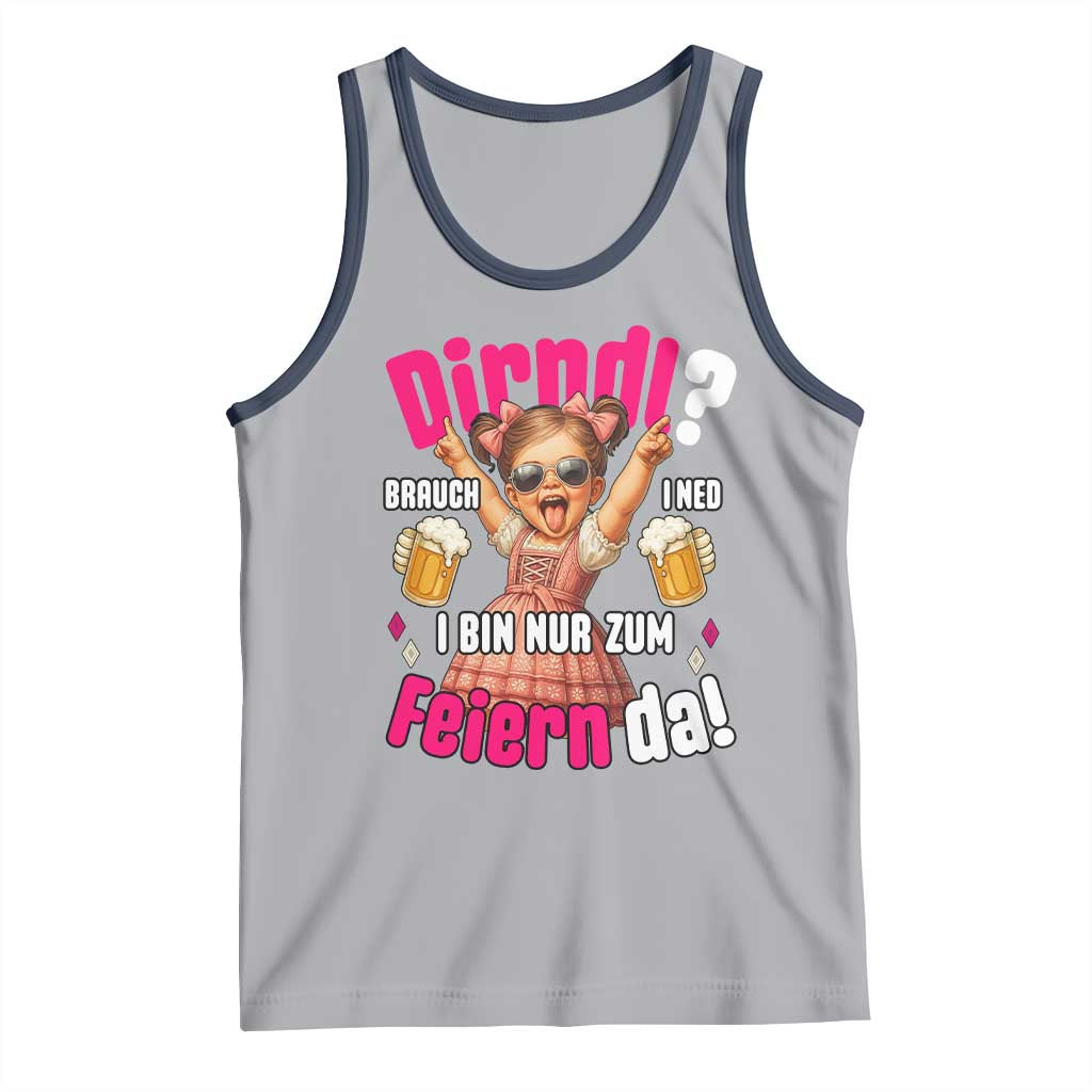 Funny Cute Girl Oktoberfest Tank Top Dirndle I Bin Nur Zum Feiern Da Party TS02 Athletic Heather Navy Print Your Wear