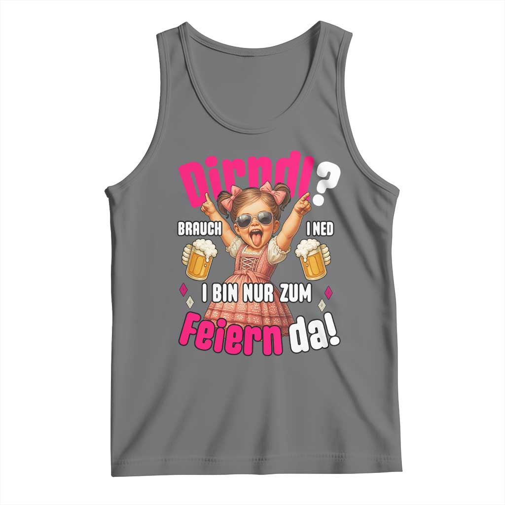 Funny Cute Girl Oktoberfest Tank Top Dirndle I Bin Nur Zum Feiern Da Party TS02 Black Heather Print Your Wear