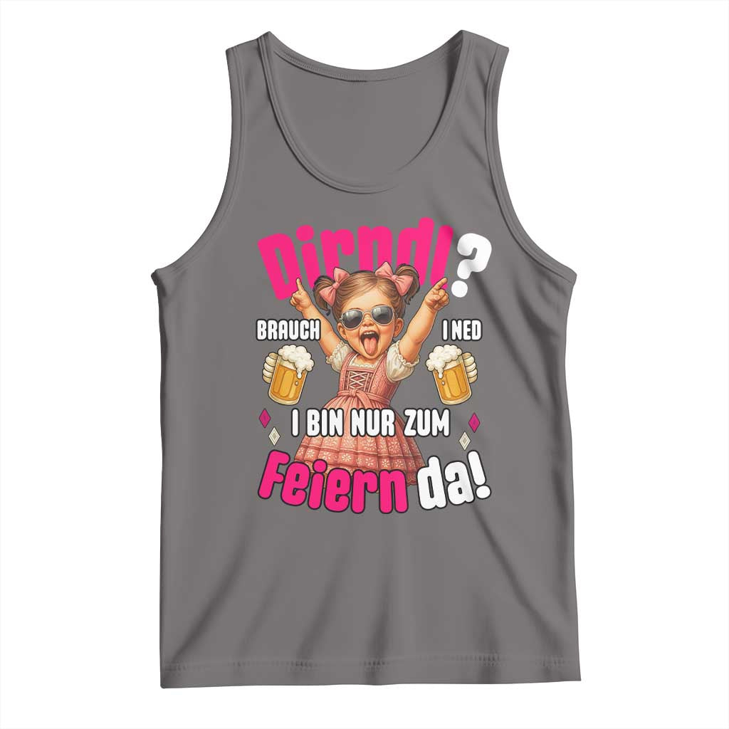 Funny Cute Girl Oktoberfest Tank Top Dirndle I Bin Nur Zum Feiern Da Party TS02 Deep Heather Print Your Wear