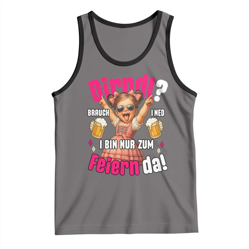 Funny Cute Girl Oktoberfest Tank Top Dirndle I Bin Nur Zum Feiern Da Party TS02 Deep Heather Black Print Your Wear