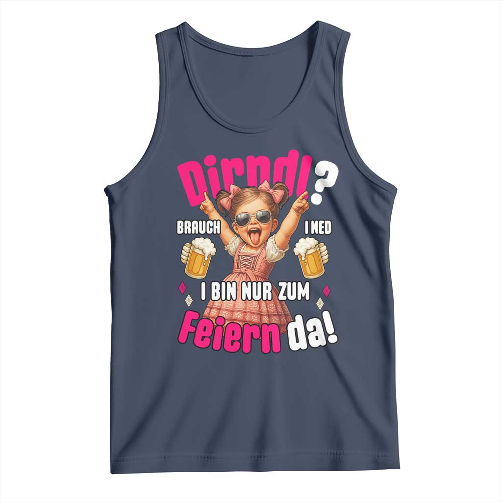 Funny Cute Girl Oktoberfest Tank Top Dirndle I Bin Nur Zum Feiern Da Party TS02 Navy Print Your Wear