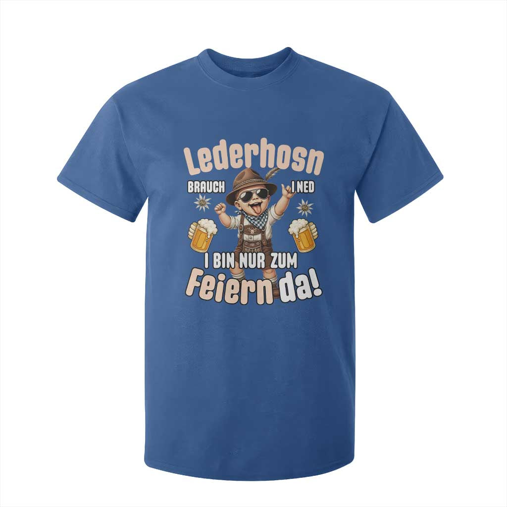 Funny Cute Boy Lederhosen Oktoberfest T Shirt For Kid Lederhosn I Bin Nur Zum Feiern Da Party TS02 Royal Blue Print Your Wear