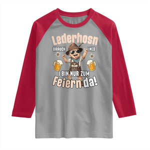 Funny Cute Boy Lederhosen Oktoberfest Raglan Shirt Lederhosn I Bin Nur Zum Feiern Da Party TS02 Sport Gray Red Print Your Wear