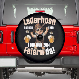 Funny Cute Boy Lederhosen Oktoberfest Spare Tire Cover Lederhosn I Bin Nur Zum Feiern Da Party TS02 Black Print Your Wear