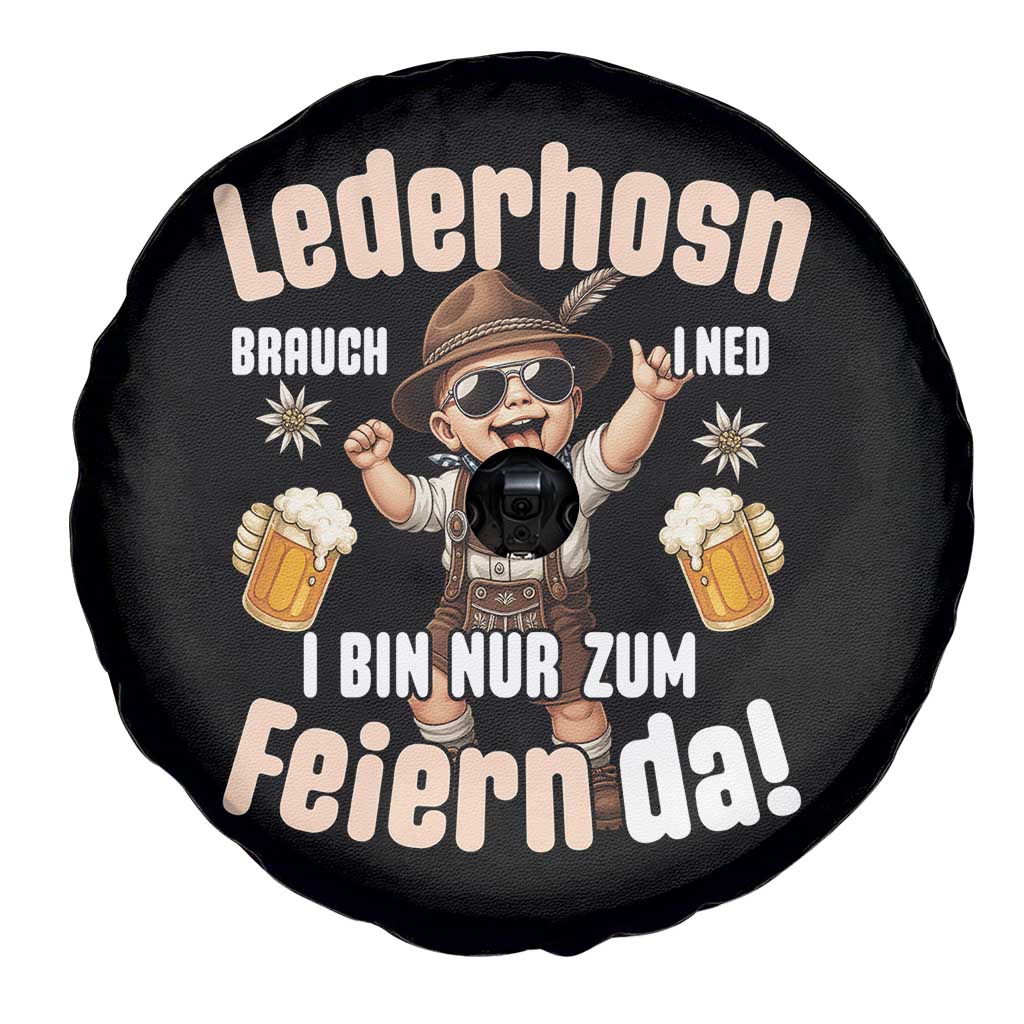 Funny Cute Boy Lederhosen Oktoberfest Spare Tire Cover Lederhosn I Bin Nur Zum Feiern Da Party TS02 Print Your Wear