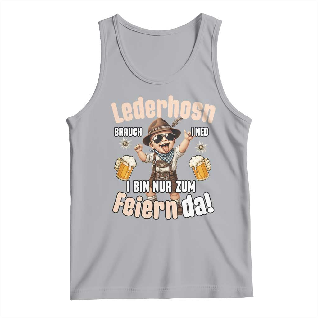 Funny Cute Boy Lederhosen Oktoberfest Tank Top Lederhosn I Bin Nur Zum Feiern Da Party TS02 Athletic Heather Print Your Wear
