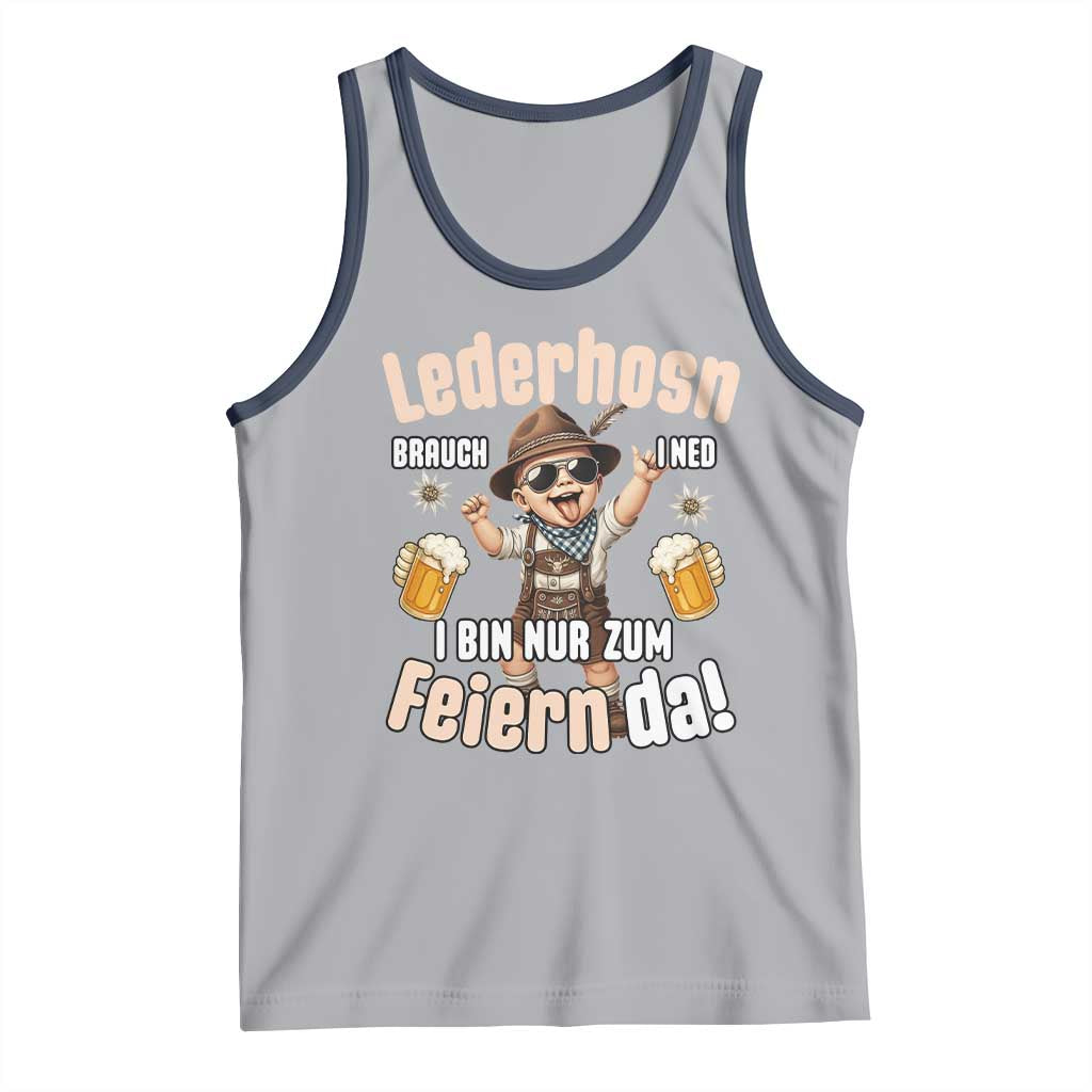 Funny Cute Boy Lederhosen Oktoberfest Tank Top Lederhosn I Bin Nur Zum Feiern Da Party TS02 Athletic Heather Navy Print Your Wear