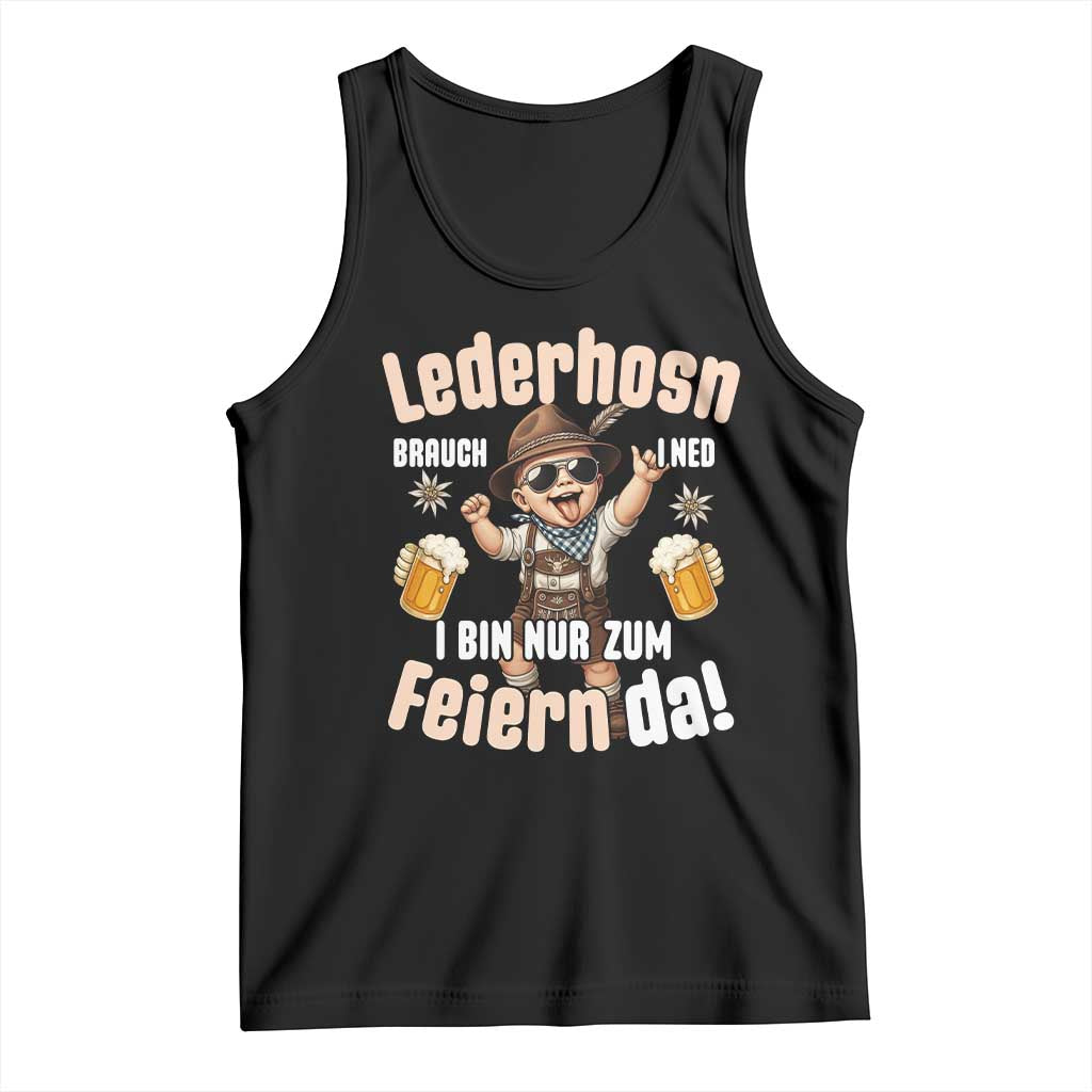Funny Cute Boy Lederhosen Oktoberfest Tank Top Lederhosn I Bin Nur Zum Feiern Da Party TS02 Black Print Your Wear