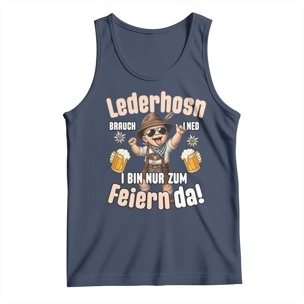 Funny Cute Boy Lederhosen Oktoberfest Tank Top Lederhosn I Bin Nur Zum Feiern Da Party TS02 Navy Print Your Wear