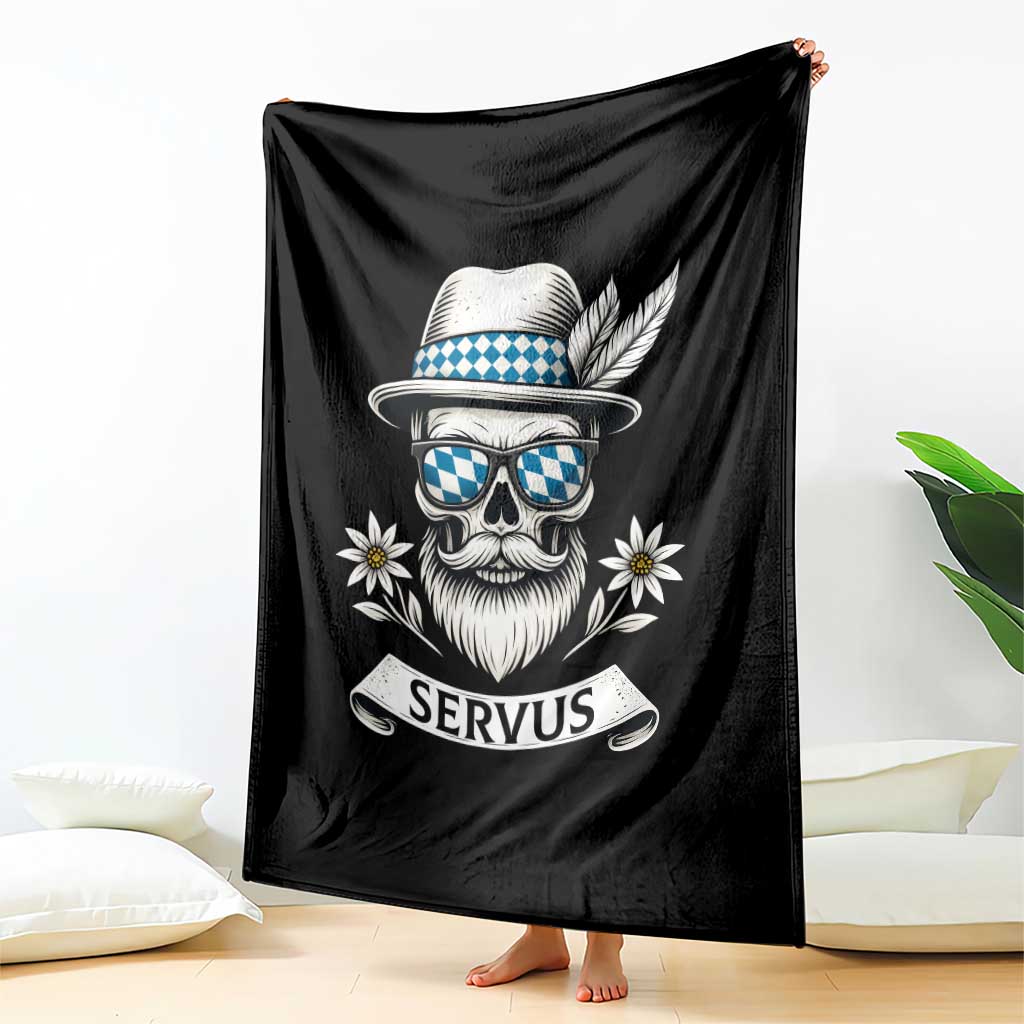 Bavarian Skull Servus Oktoberfest Throw Blanket Cool Alpine Hat Tyrolean German Tradition Style TS02 Print Your Wear