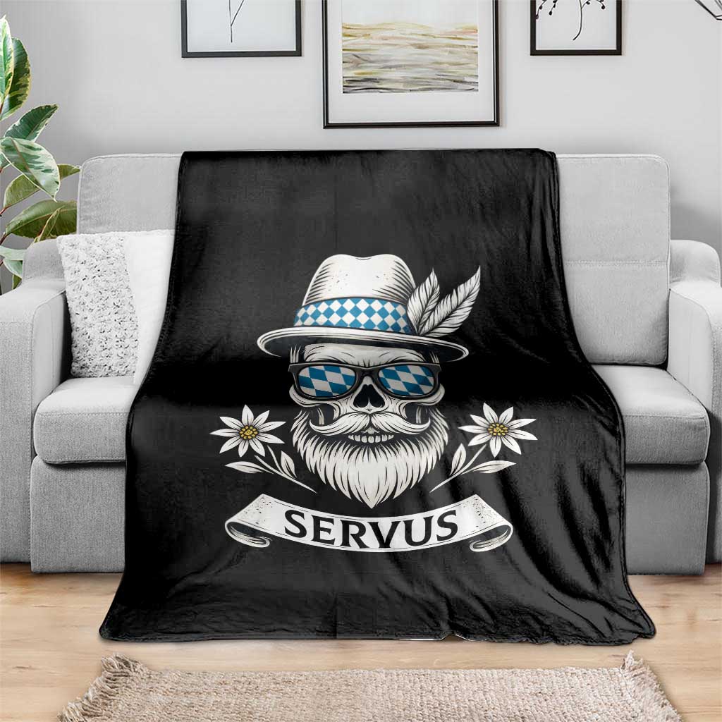 Bavarian Skull Servus Oktoberfest Throw Blanket Cool Alpine Hat Tyrolean German Tradition Style TS02 Print Your Wear