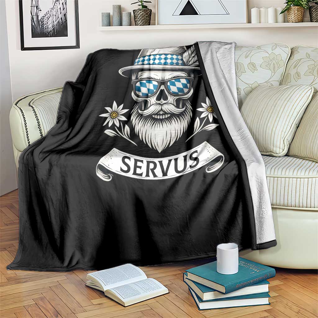 Bavarian Skull Servus Oktoberfest Throw Blanket Cool Alpine Hat Tyrolean German Tradition Style TS02 Print Your Wear