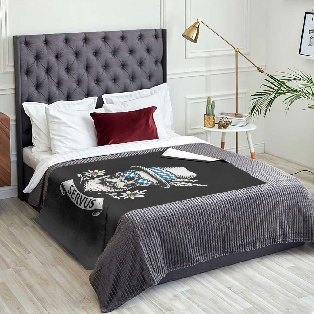 Bavarian Skull Servus Oktoberfest Throw Blanket Cool Alpine Hat Tyrolean German Tradition Style TS02 Print Your Wear