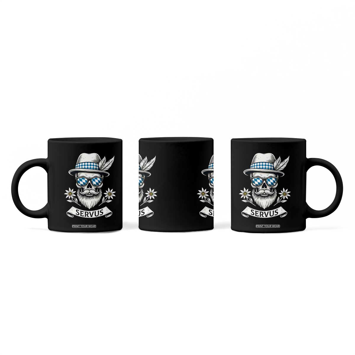 Bavarian Skull Servus Oktoberfest Coffee Mug Cool Alpine Hat Tyrolean German Tradition Style TS02 Print Your Wear