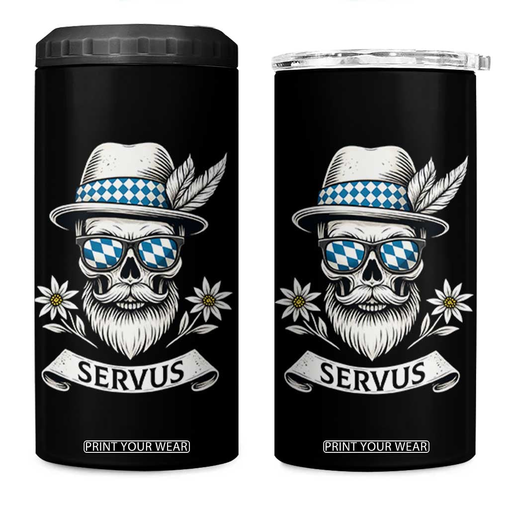 Bavarian Skull Servus Oktoberfest 4 in 1 Can Cooler Tumbler Cool Alpine Hat Tyrolean German Tradition Style TS02 One Size: 16 oz Black Print Your Wear