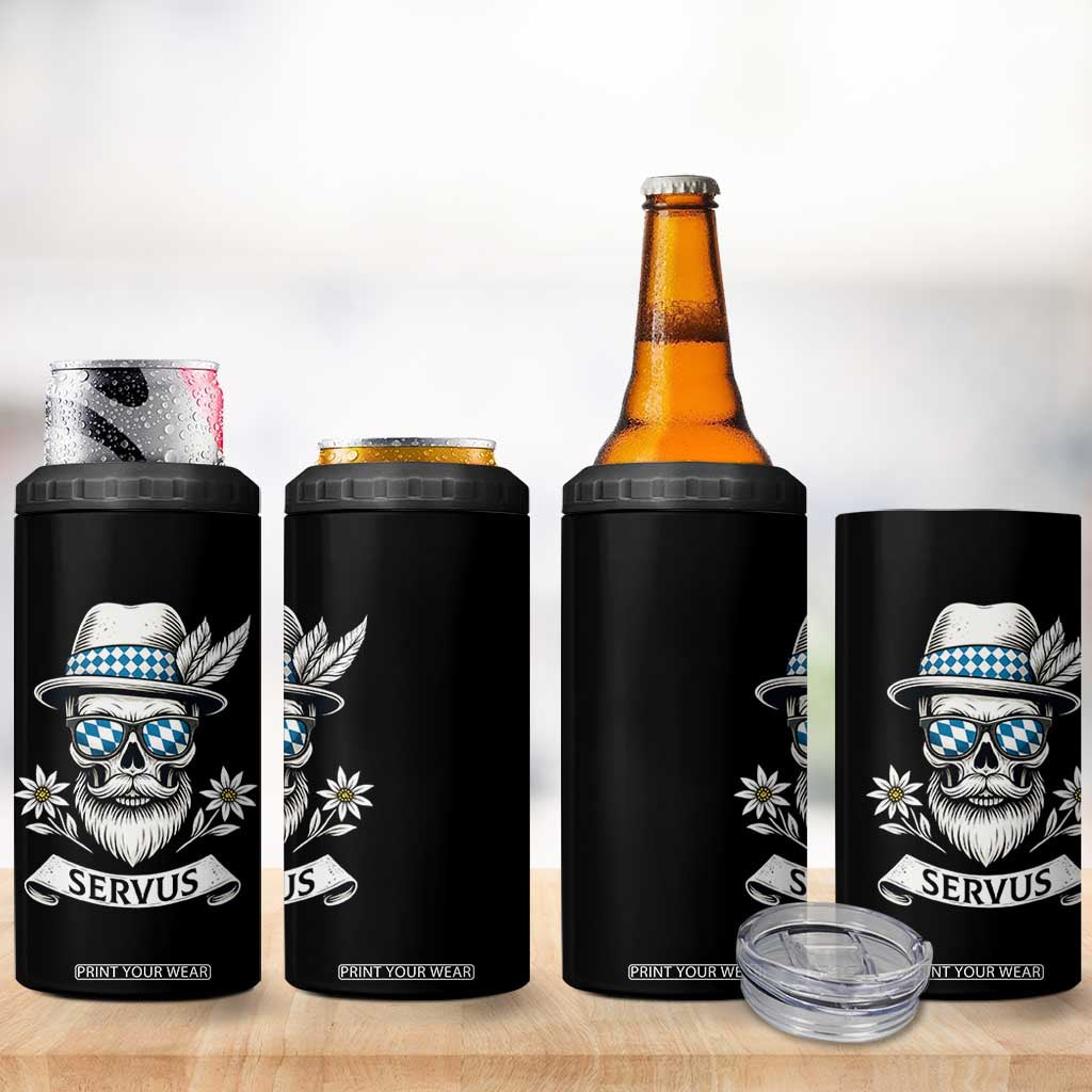 Bavarian Skull Servus Oktoberfest 4 in 1 Can Cooler Tumbler Cool Alpine Hat Tyrolean German Tradition Style TS02 Print Your Wear