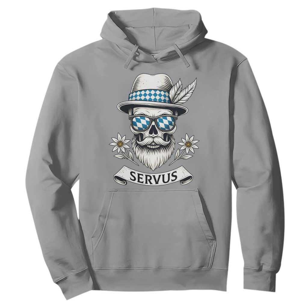 Bavarian Skull Servus Oktoberfest Hoodie Cool Alpine Hat Tyrolean German Tradition Style TS02 Sport Gray Print Your Wear