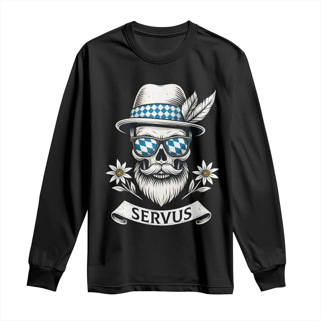 Bavarian Skull Servus Oktoberfest Long Sleeve Shirt Cool Alpine Hat Tyrolean German Tradition Style TS02 Black Print Your Wear