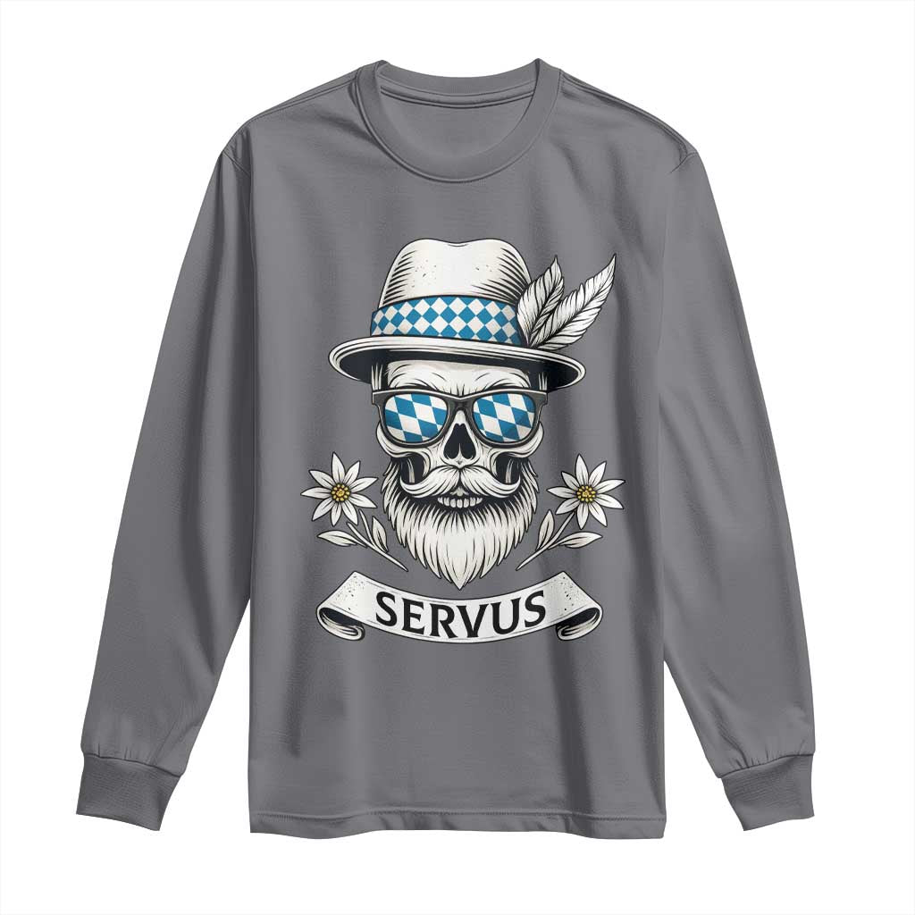 Bavarian Skull Servus Oktoberfest Long Sleeve Shirt Cool Alpine Hat Tyrolean German Tradition Style TS02 Charcoal Print Your Wear