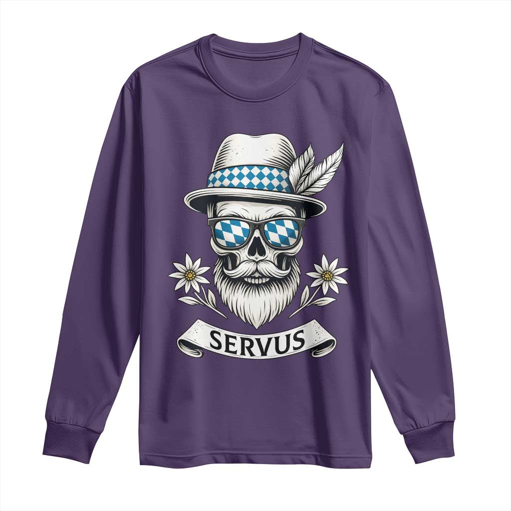 Bavarian Skull Servus Oktoberfest Long Sleeve Shirt Cool Alpine Hat Tyrolean German Tradition Style TS02 Purple Print Your Wear