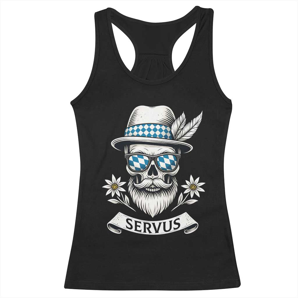 Bavarian Skull Servus Oktoberfest Racerback Tank Top Cool Alpine Hat Tyrolean German Tradition Style TS02 Black Print Your Wear