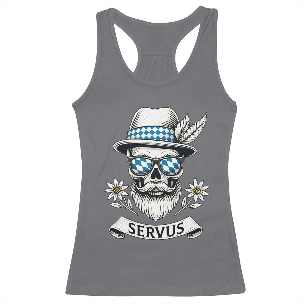 Bavarian Skull Servus Oktoberfest Racerback Tank Top Cool Alpine Hat Tyrolean German Tradition Style TS02 Charcoal Print Your Wear