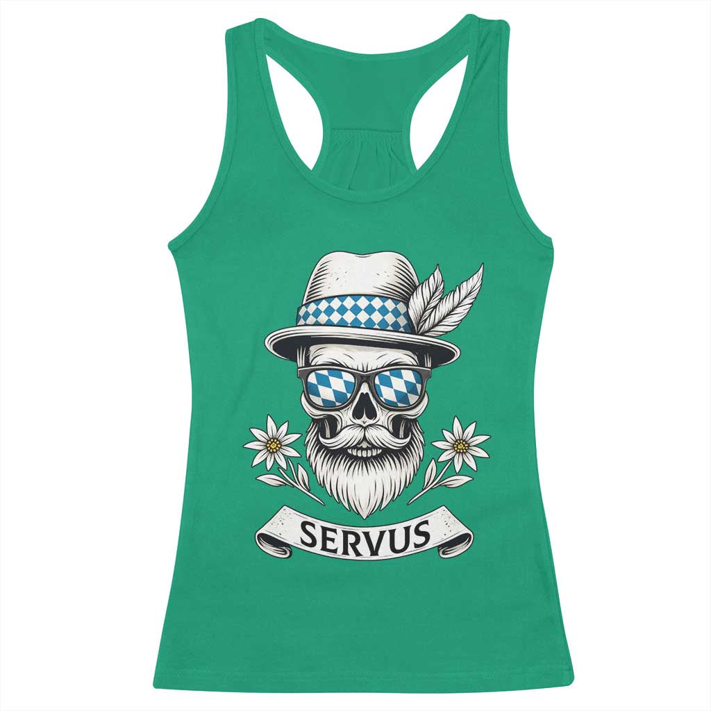 Bavarian Skull Servus Oktoberfest Racerback Tank Top Cool Alpine Hat Tyrolean German Tradition Style TS02 Irish Green Print Your Wear