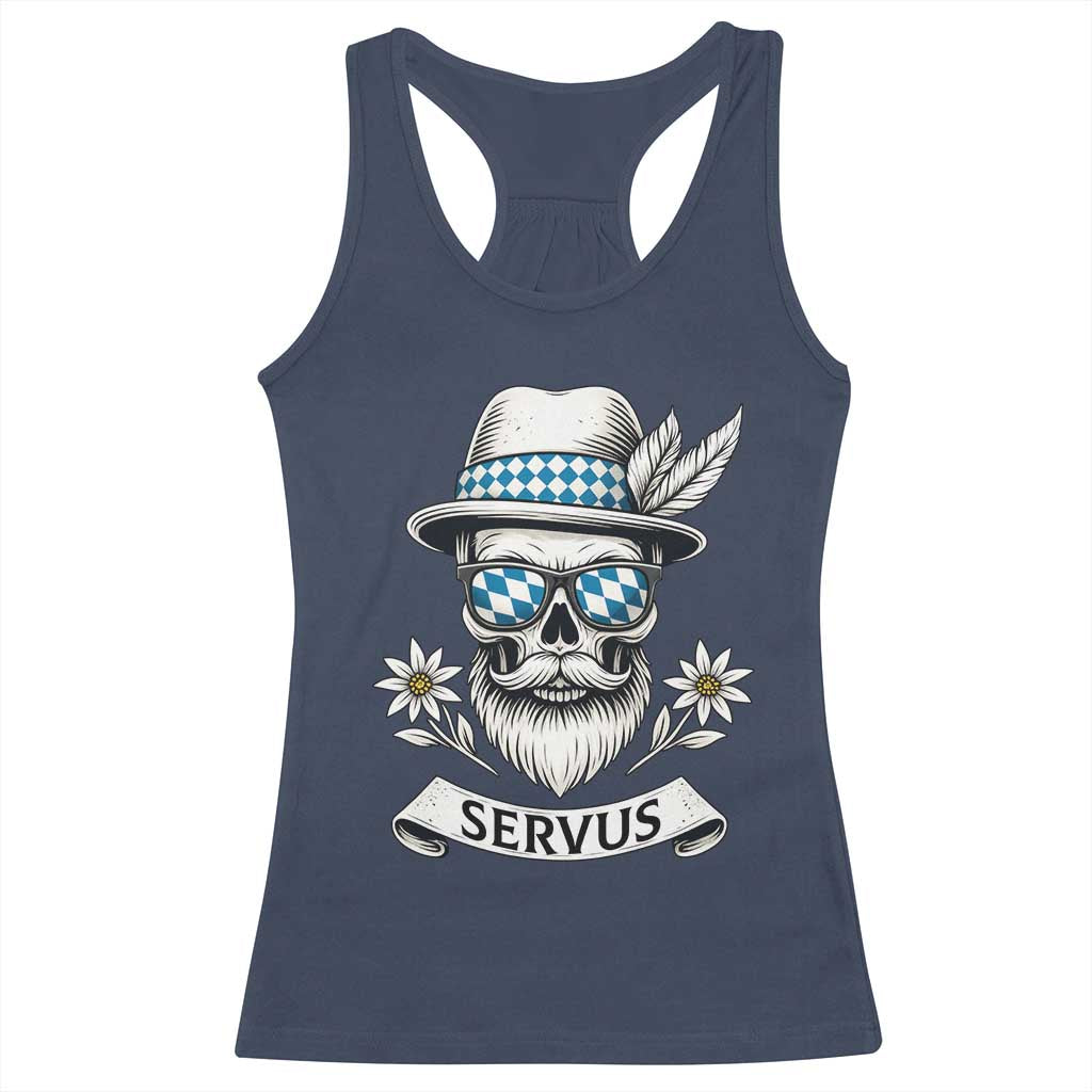 Bavarian Skull Servus Oktoberfest Racerback Tank Top Cool Alpine Hat Tyrolean German Tradition Style TS02 Navy Print Your Wear