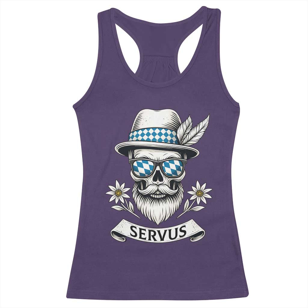 Bavarian Skull Servus Oktoberfest Racerback Tank Top Cool Alpine Hat Tyrolean German Tradition Style TS02 Purple Print Your Wear