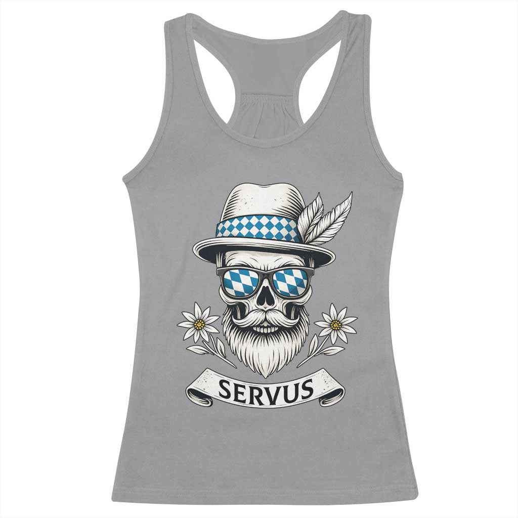 Bavarian Skull Servus Oktoberfest Racerback Tank Top Cool Alpine Hat Tyrolean German Tradition Style TS02 Sport Gray Print Your Wear