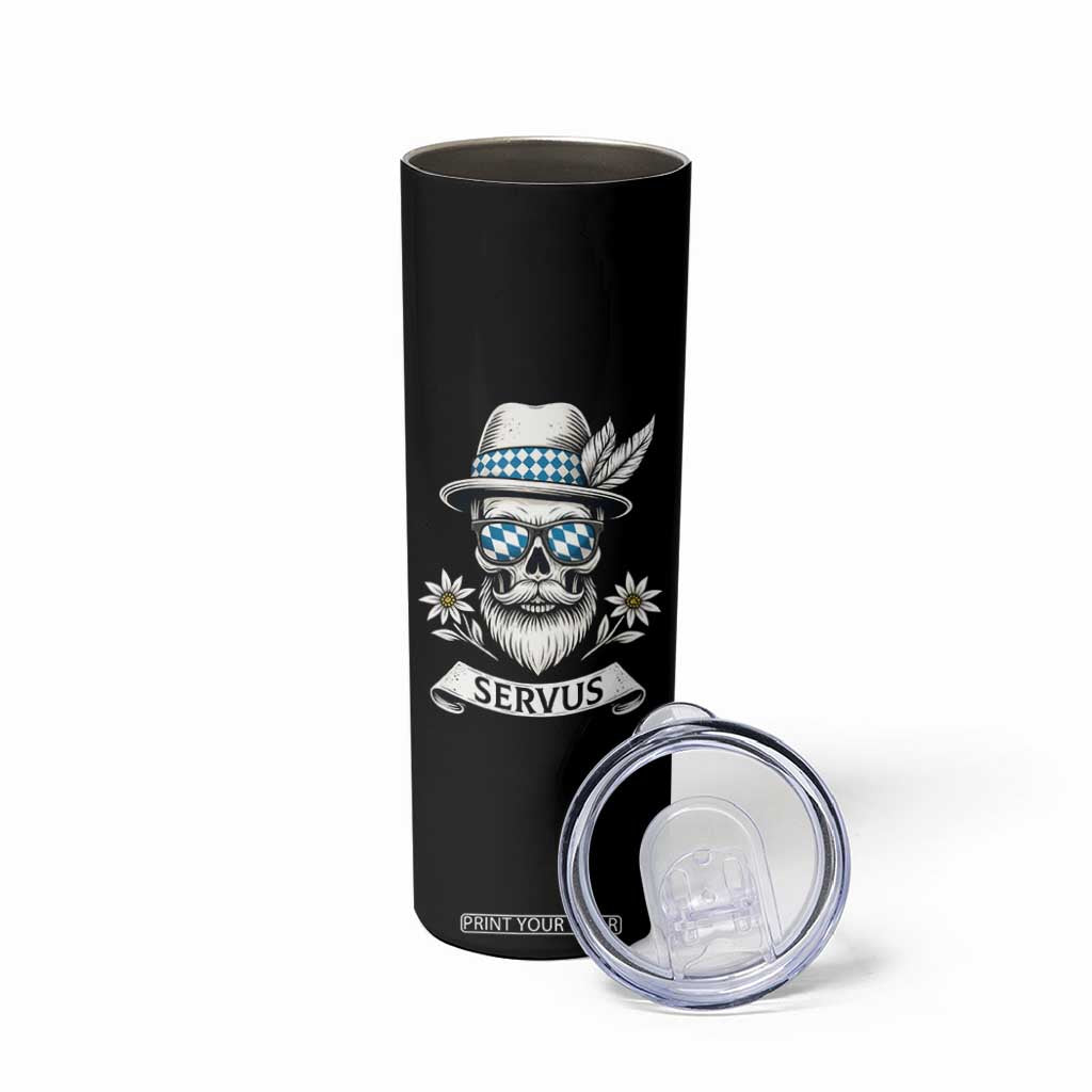 Bavarian Skull Servus Oktoberfest Skinny Tumbler Cool Alpine Hat Tyrolean German Tradition Style TS02 Print Your Wear