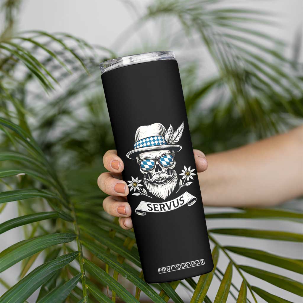 Bavarian Skull Servus Oktoberfest Skinny Tumbler Cool Alpine Hat Tyrolean German Tradition Style TS02 Print Your Wear