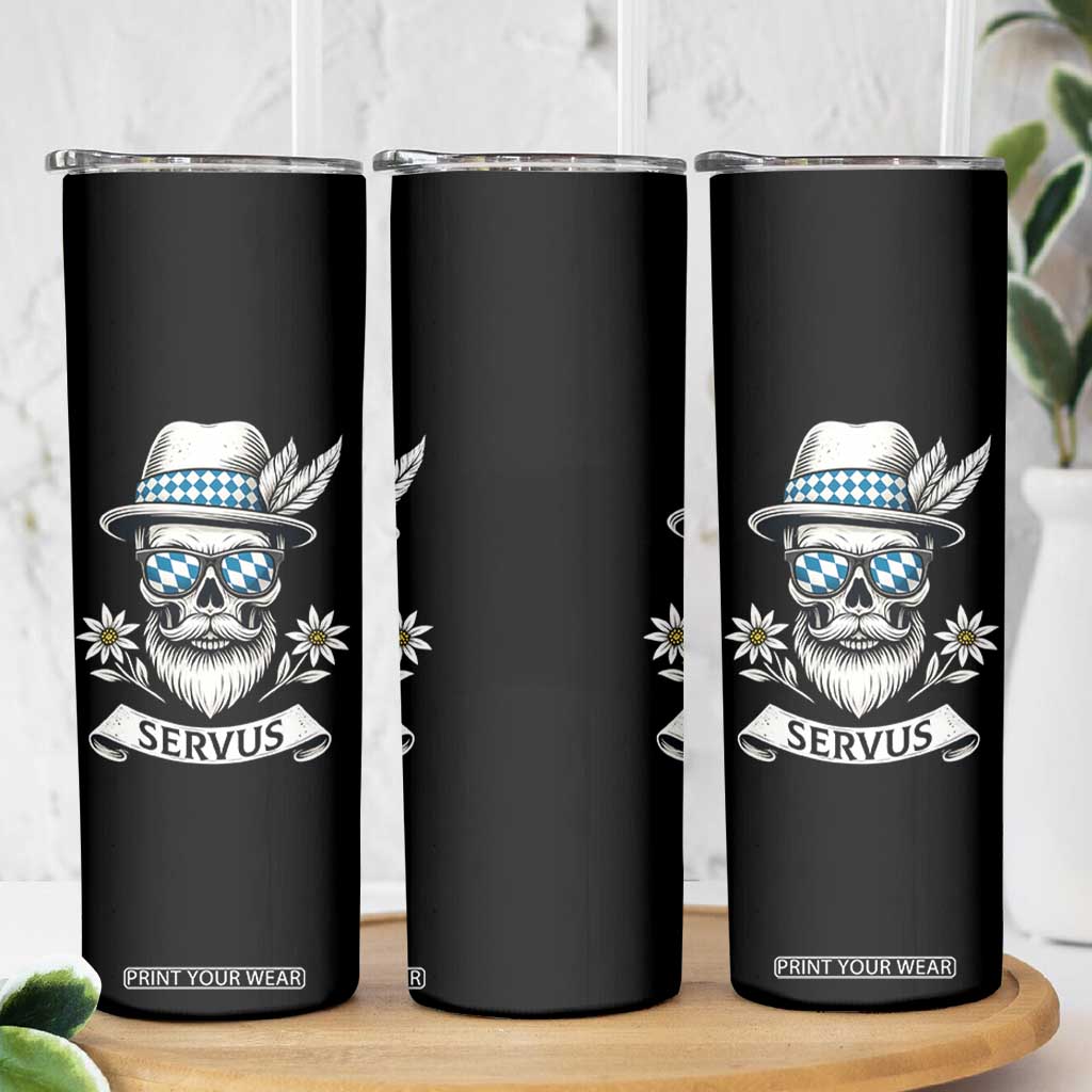 Bavarian Skull Servus Oktoberfest Skinny Tumbler Cool Alpine Hat Tyrolean German Tradition Style TS02 Print Your Wear