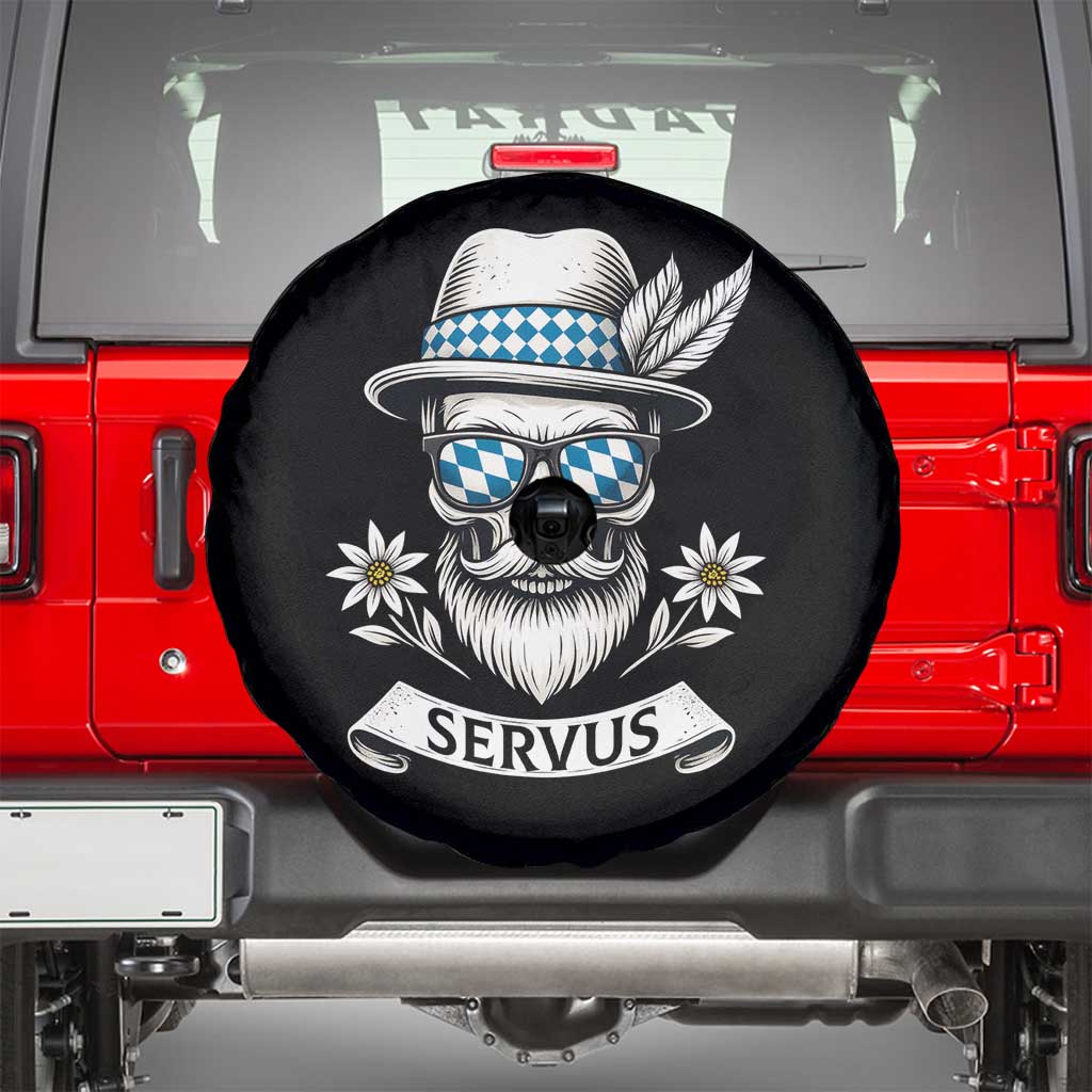 Bavarian Skull Servus Oktoberfest Spare Tire Cover Cool Alpine Hat Tyrolean German Tradition Style TS02 Black Print Your Wear