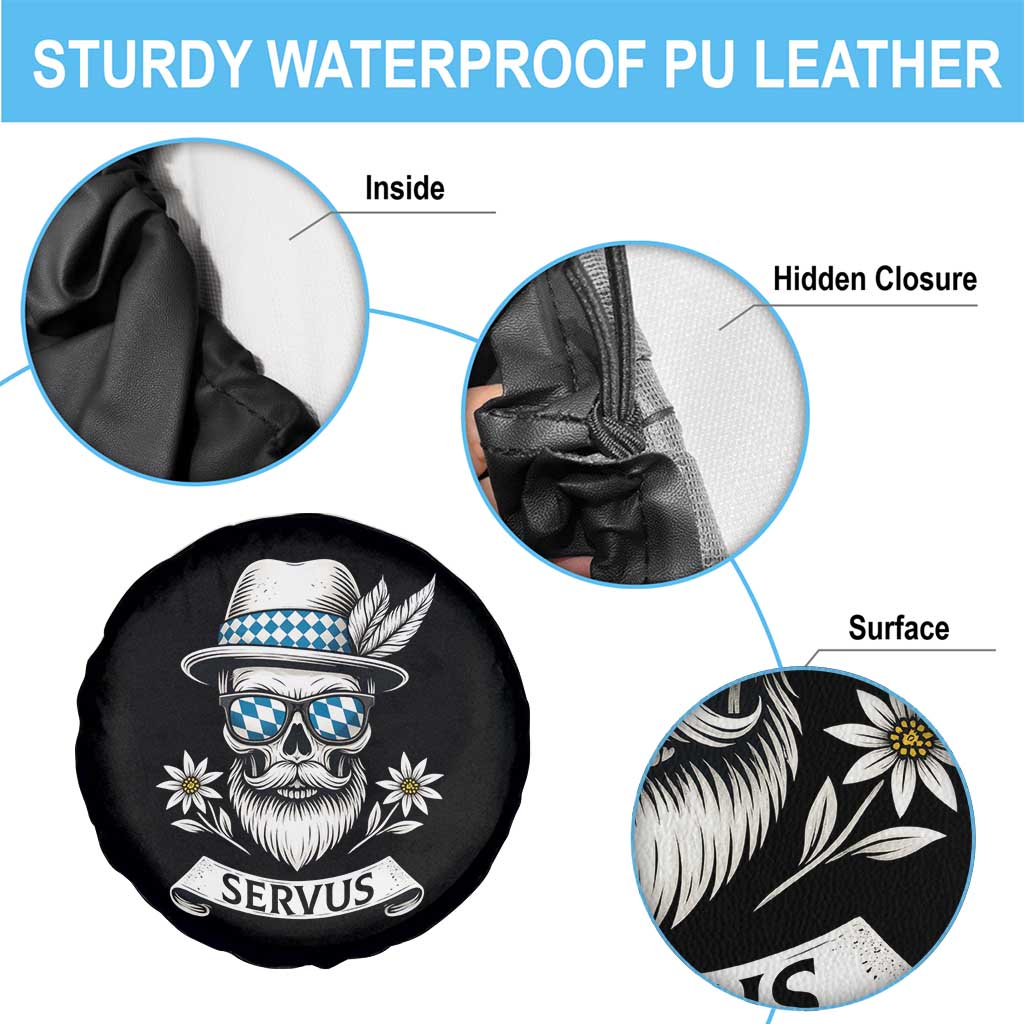 Bavarian Skull Servus Oktoberfest Spare Tire Cover Cool Alpine Hat Tyrolean German Tradition Style TS02 Print Your Wear