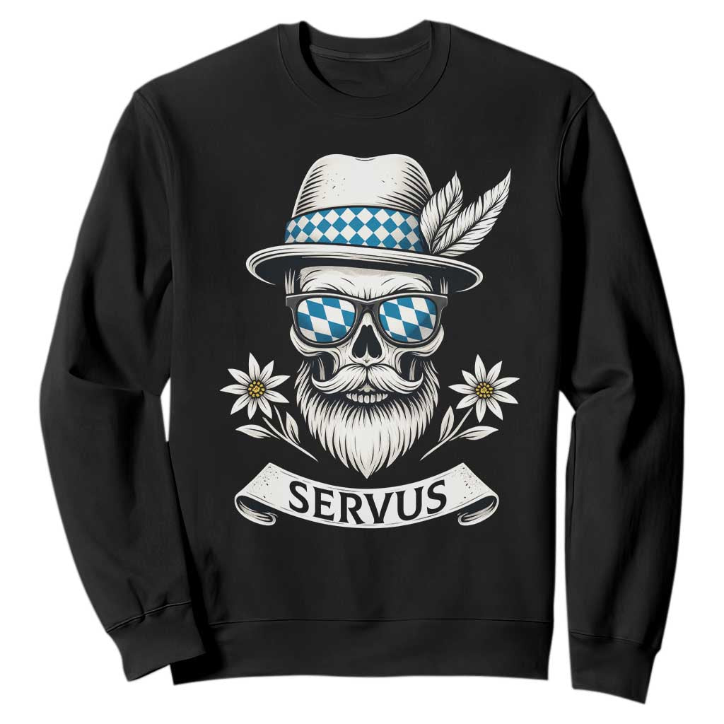 Bavarian Skull Servus Oktoberfest Sweatshirt Cool Alpine Hat Tyrolean German Tradition Style TS02 Black Print Your Wear