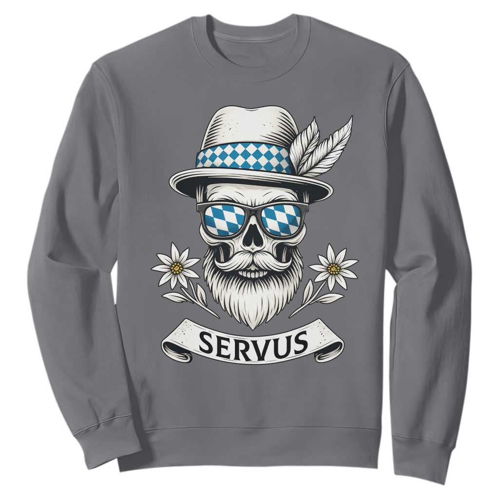 Bavarian Skull Servus Oktoberfest Sweatshirt Cool Alpine Hat Tyrolean German Tradition Style TS02 Charcoal Print Your Wear