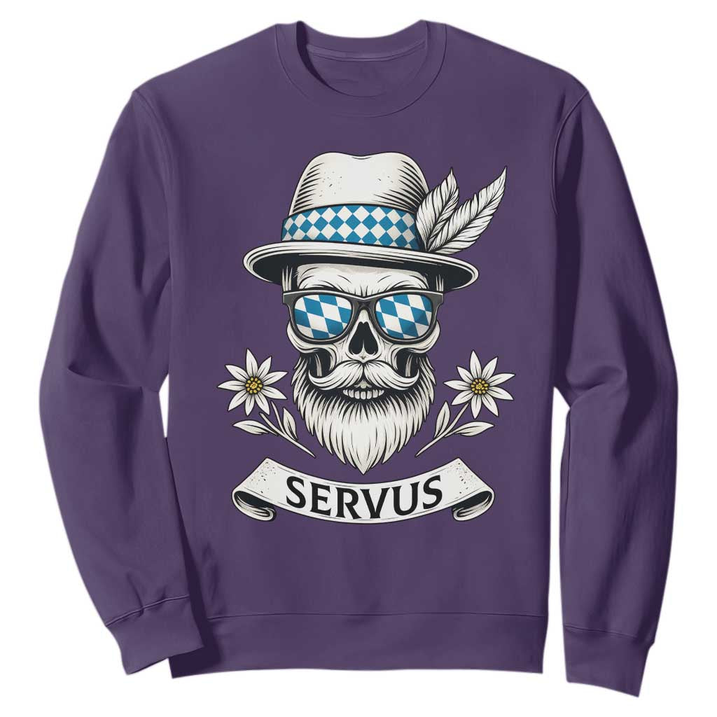 Bavarian Skull Servus Oktoberfest Sweatshirt Cool Alpine Hat Tyrolean German Tradition Style TS02 Purple Print Your Wear